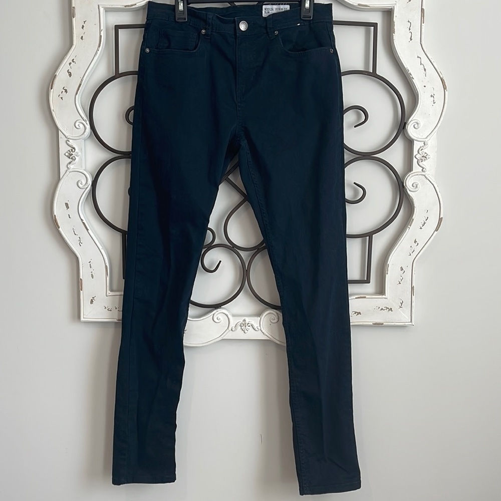 DENIM CO SLIM STRAIGHT LEG BLACK JEANS SIZE 32 X 34L